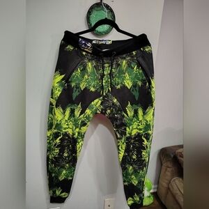 ROYAL BLUE PRINT JOGGER TERRY POP ART JUNGLE FLORAL PANTS